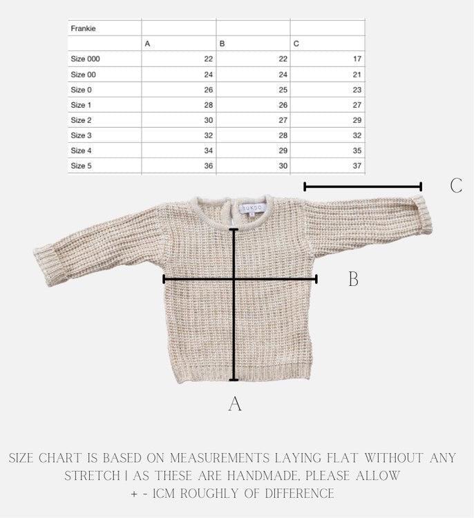 The Zoa knit is lovingly handmade using a loom which is a tool that is guided by the hand. 100% soft cotton, teardrop fastening at back with wood button. Good amount of stretch, considered true to size described as more ‘fitted’.